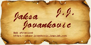 Jakša Jovanković vizit kartica